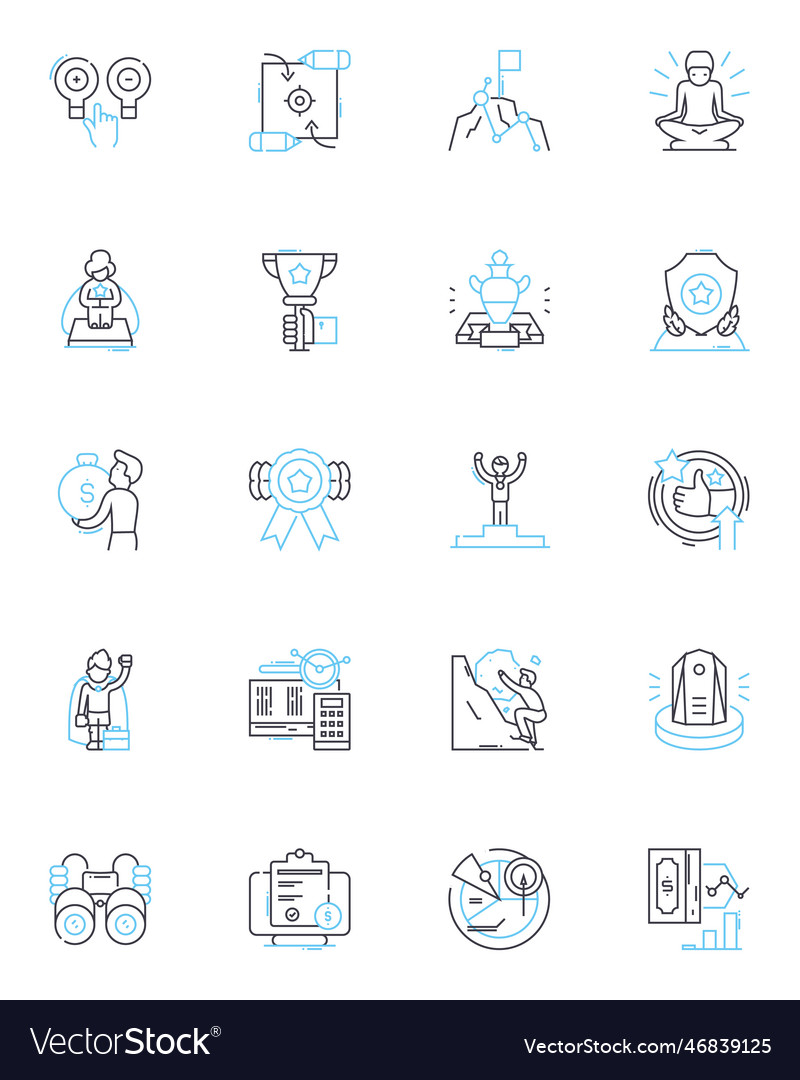 Communication strategy linear icons set messaging vector image Communication strategy linear icons set messaging