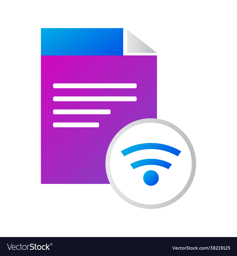 File icon with wifi gradient style vector image File icon with wifi gradient style