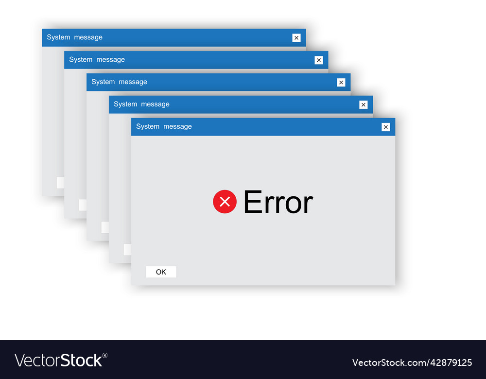 Glitched error warning message web page template vector image Glitched error warning message web page template