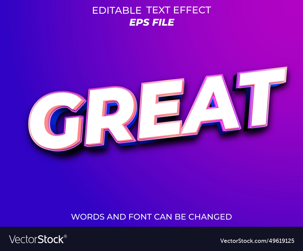 Great text effect font editable typography 3d
