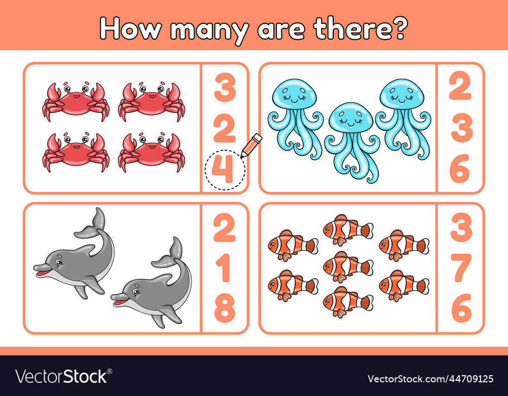 How many are there sea animals-9 Royalty Free Vector Image