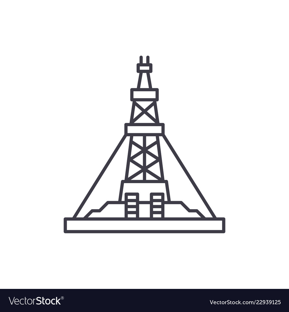 Oil production platform line icon concept