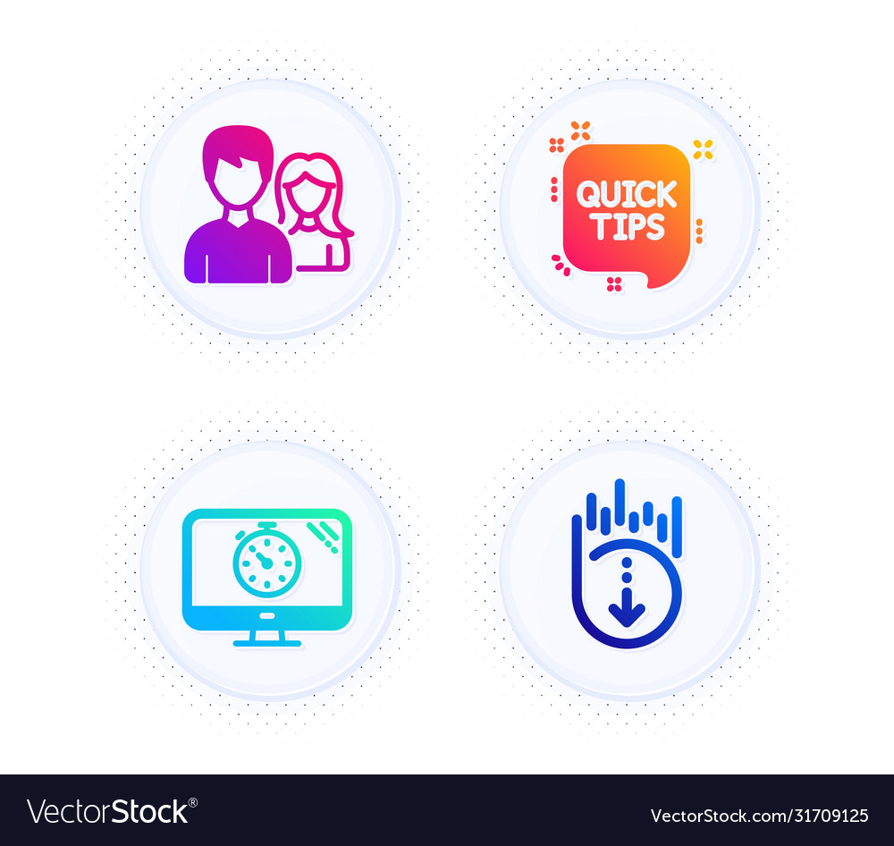Quick tips teamwork and seo timer icons set