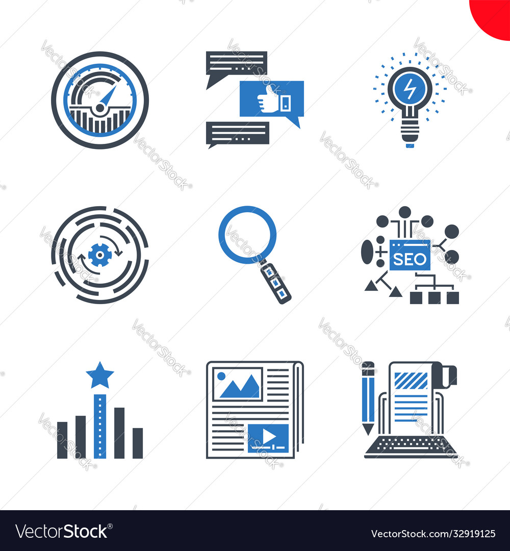 Seo and web opimization icons set vector image Seo and web opimization icons set