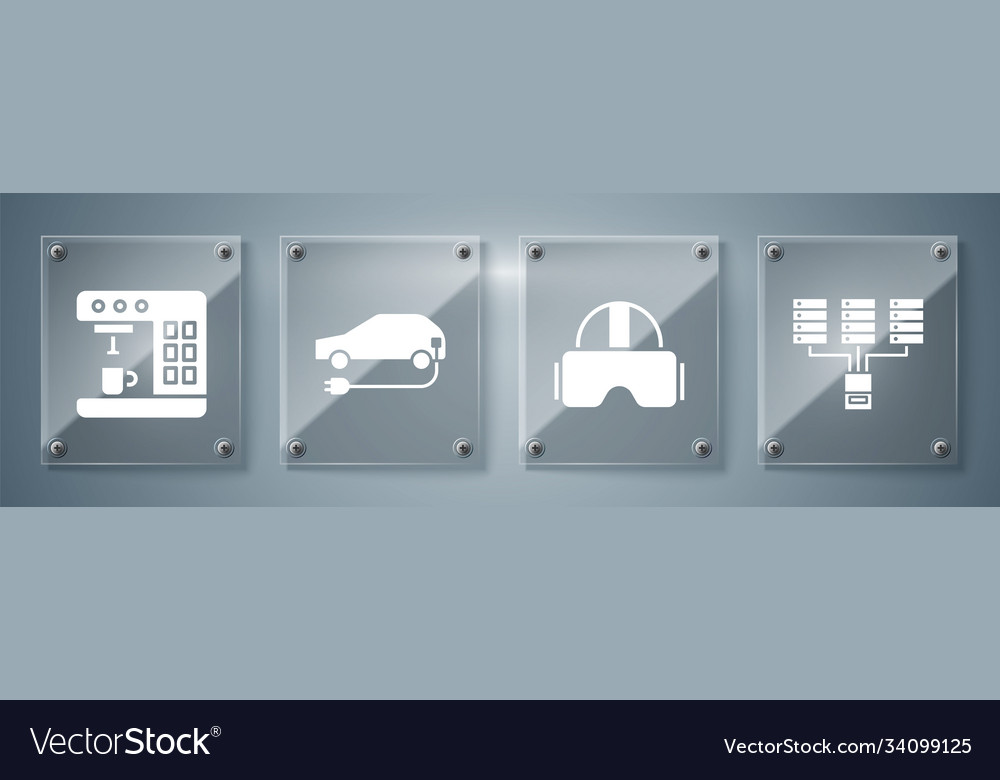 Set server data web hosting virtual reality vector image Set server data web hosting virtual reality