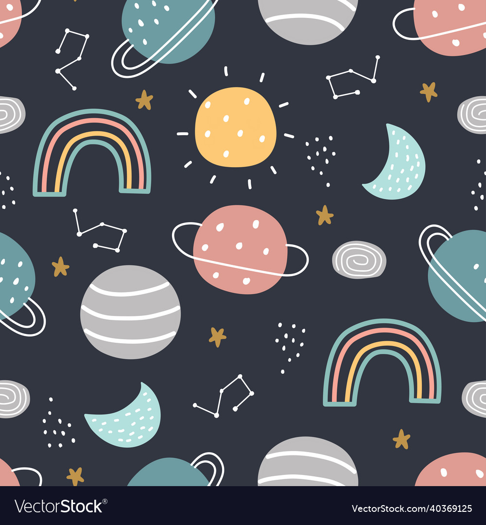 Space and stars seamless pattern for kids