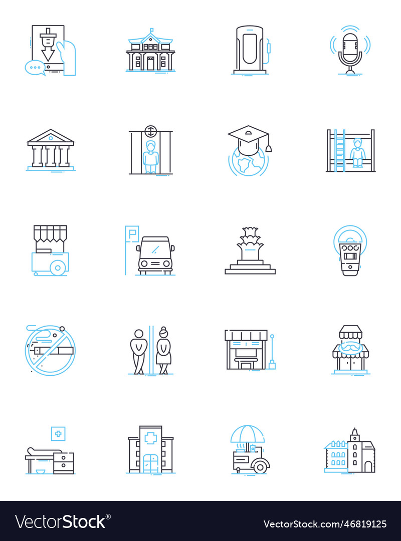 Trendsetting hub linear icons set pier Vector Image Trendsetting hub linear icons set pier
