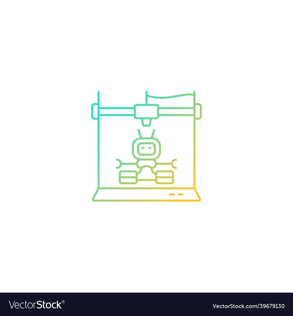 3d robots printing gradient linear icon vector image 3d robots printing gradient linear icon