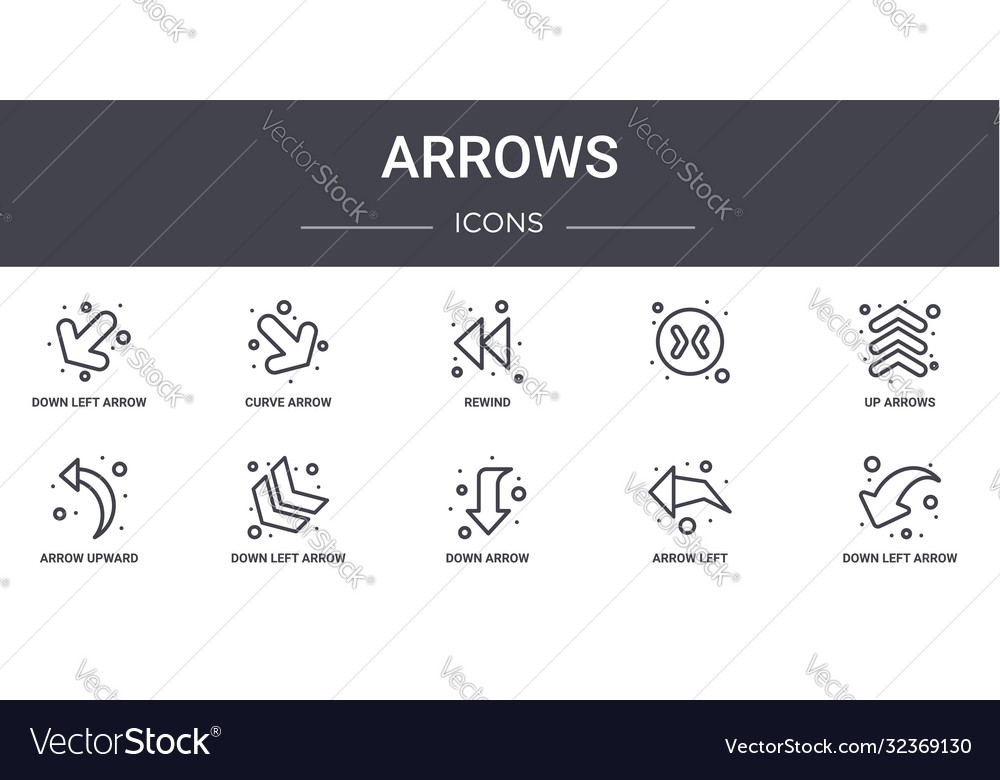 Arrows concept line icons set contains