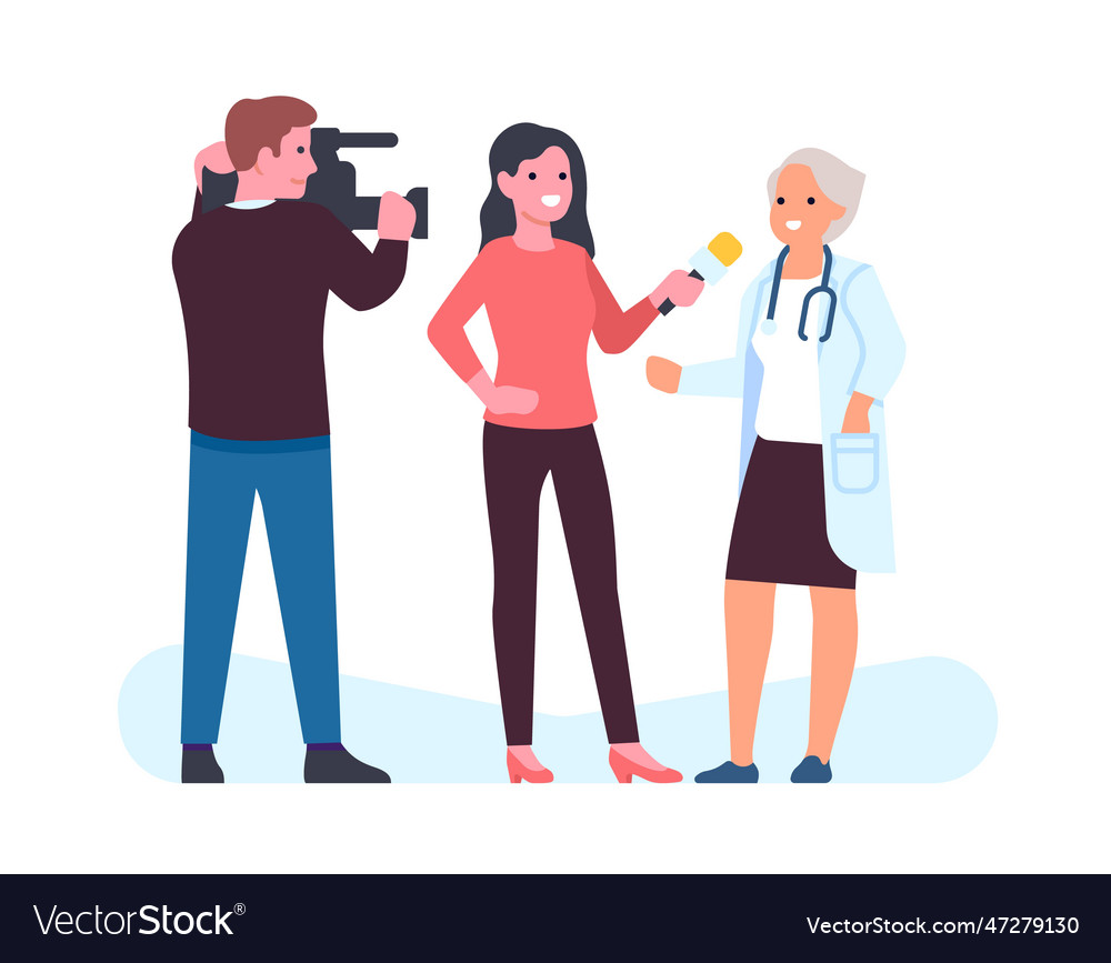 Cameraman and anchorwoman of news channel