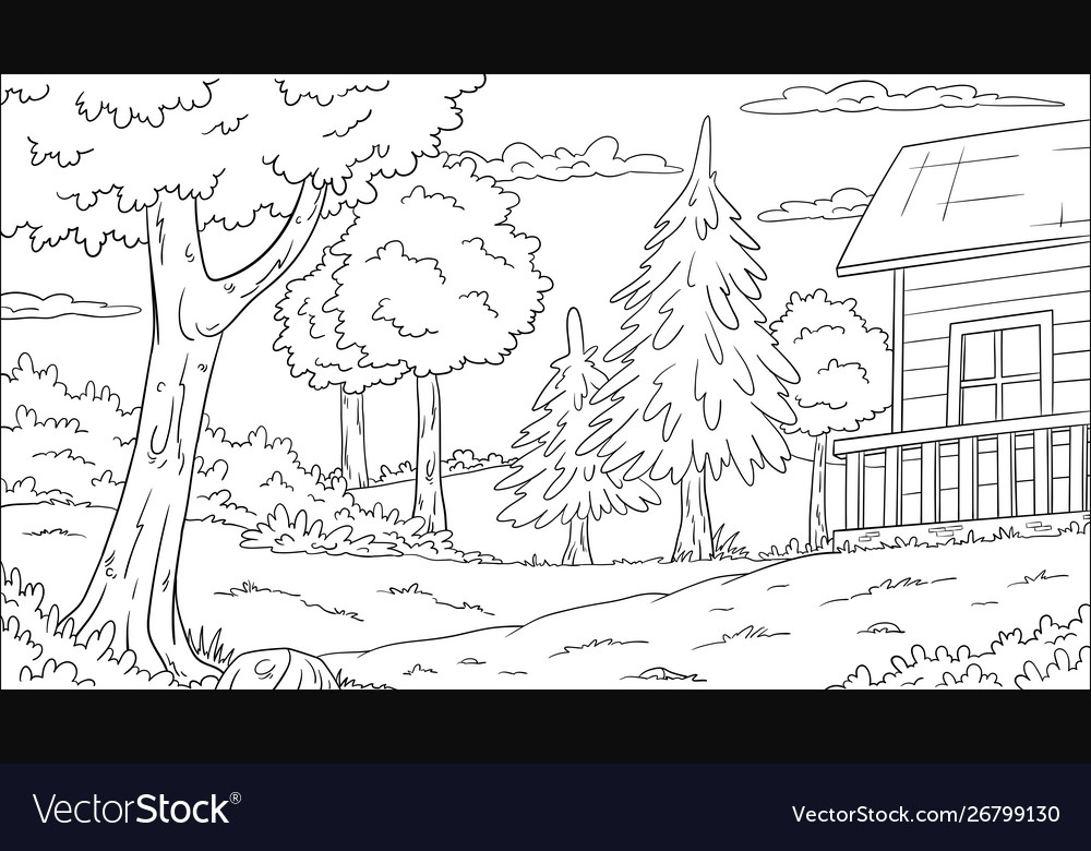 Coloring book landscape Royalty Free Vector Image