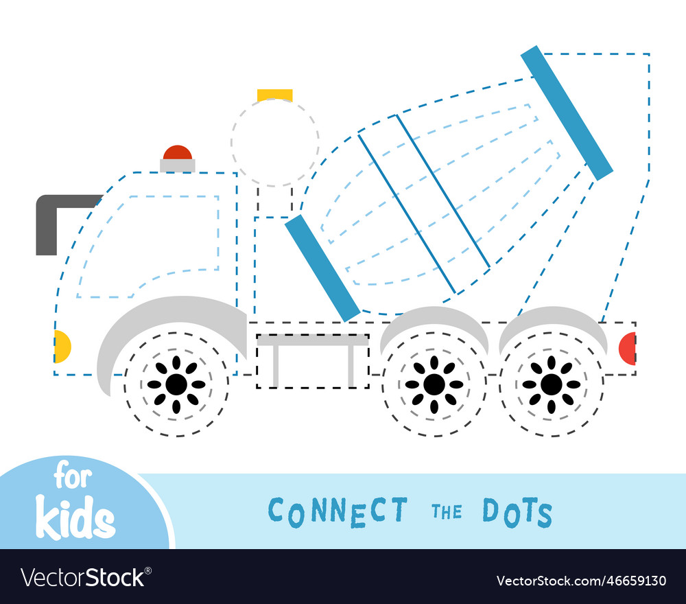 Connect the dots game for children concrete mixer