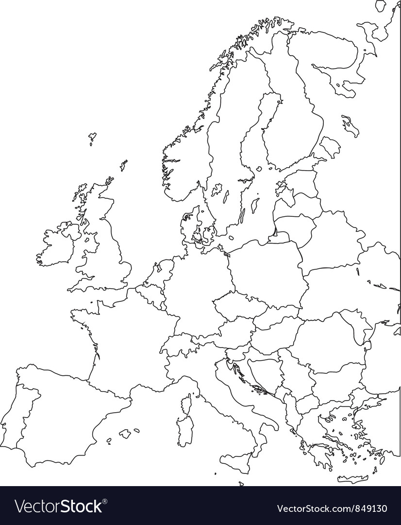 europe map black and white outline