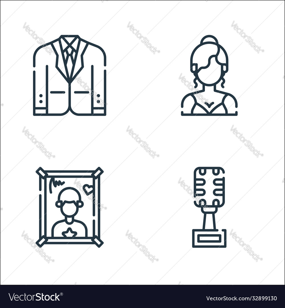 Fame line icons linear set quality vector image Fame line icons linear set quality