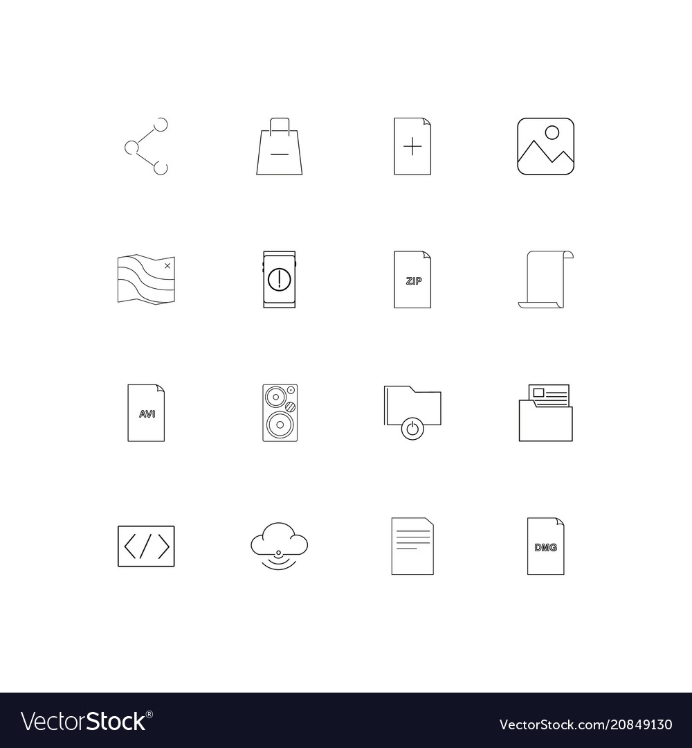 Files and folders sign linear thin icons set