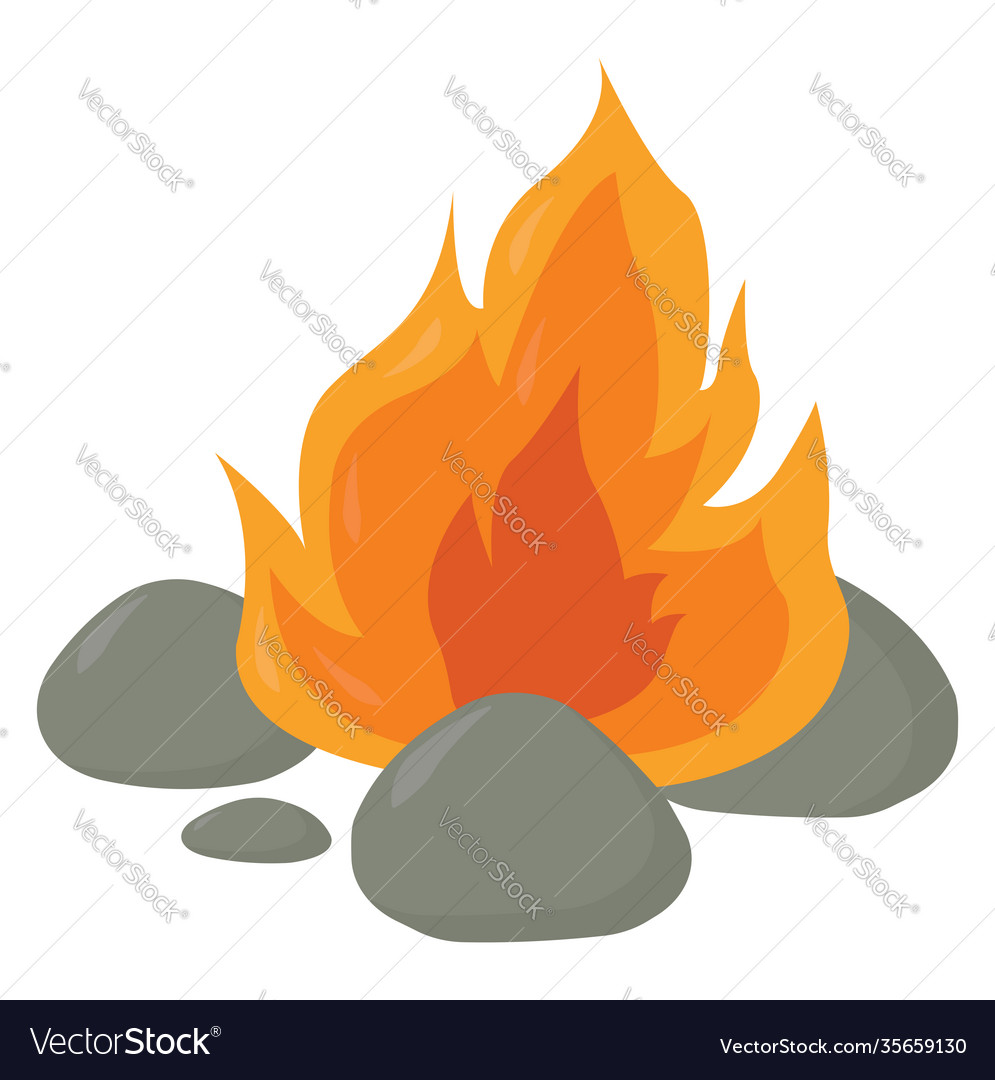 Fire camp on white background