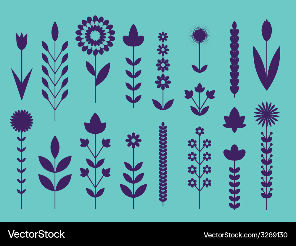 Geometric cute flower icons set Royalty Free Vector Image
