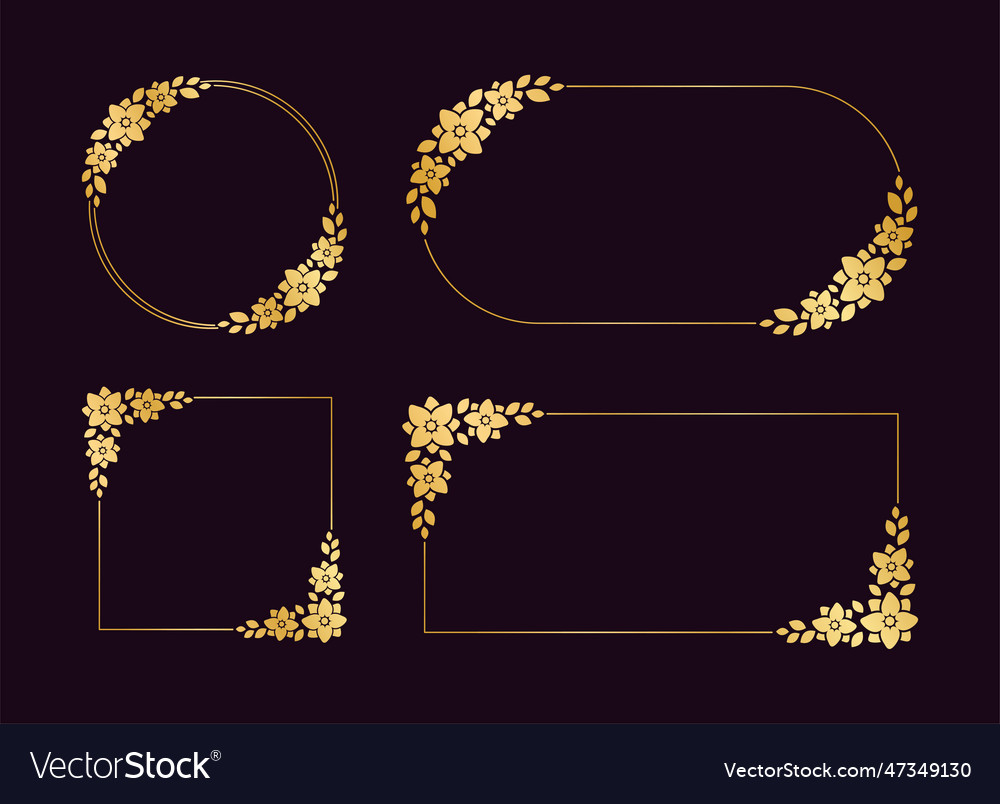 Gold geometric floral frame template set luxury