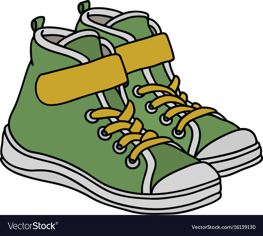 Green children sneakers Royalty Free Vector Image