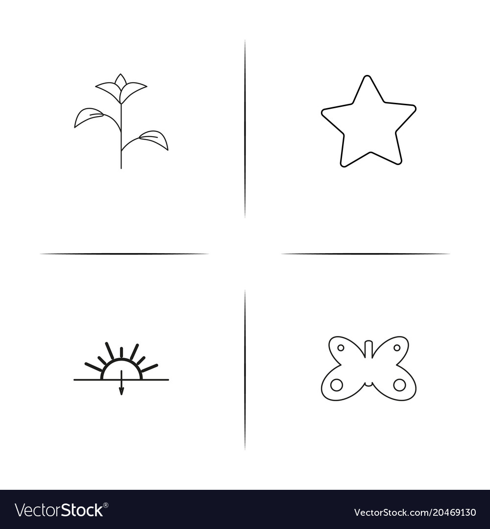 Nature simple linear icons set outlined