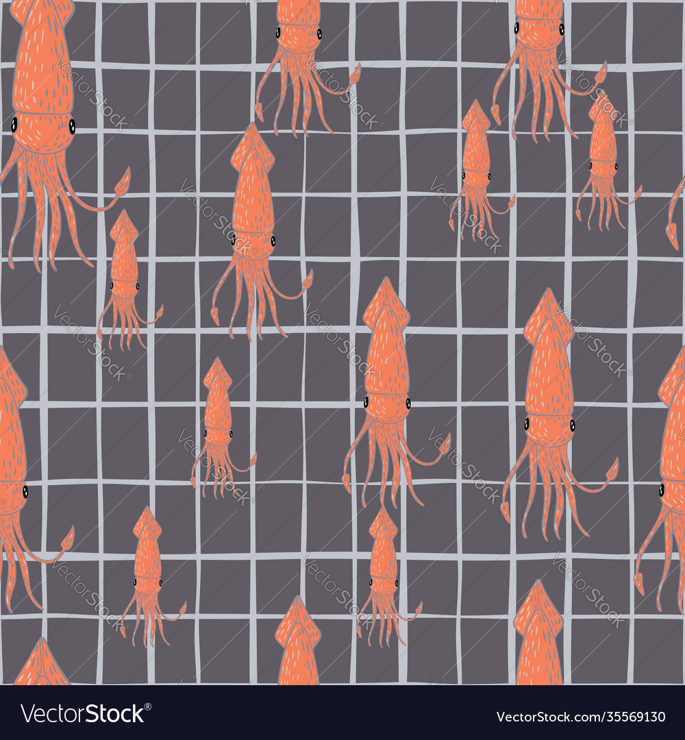 Random seamless pattern with nature wild squids Vector Image Random seamless pattern with nature wild squids