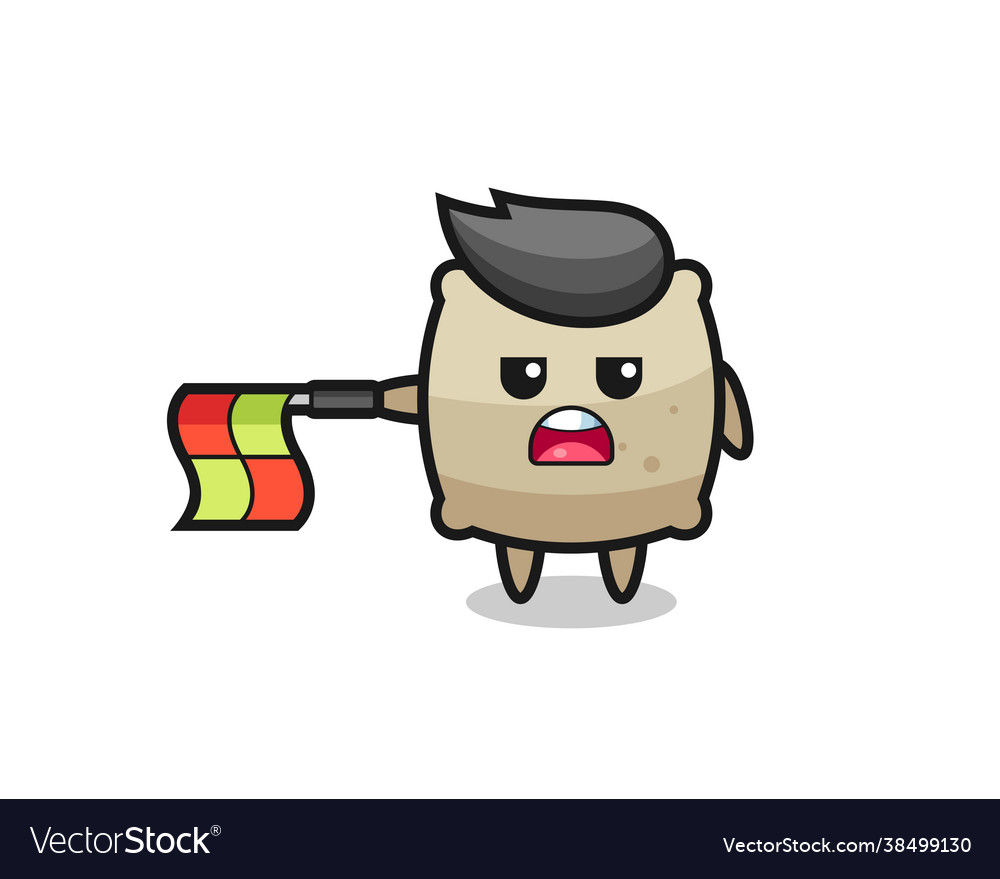 Sack character as line judge hold flag vector image Sack character as line judge hold flag