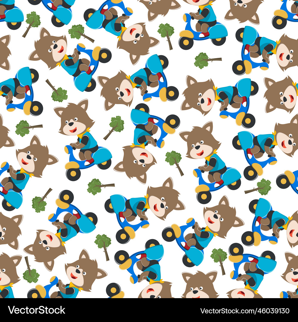 Seamless pattern texture with cute fox riding Vector Image