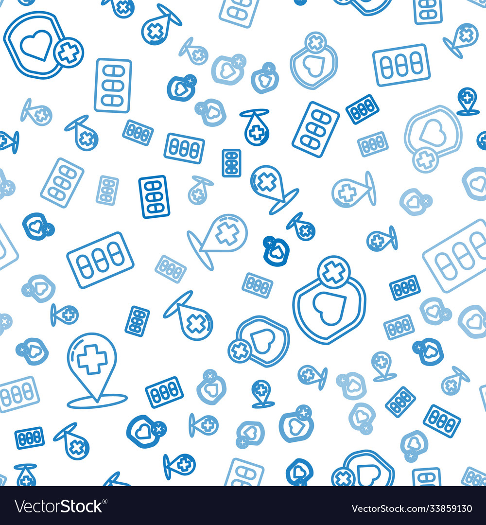 Set line map pointer with cross hospital shield vector image Set line map pointer with cross hospital shield