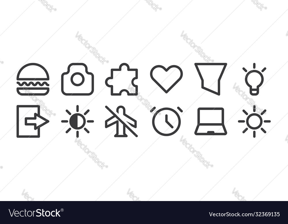 12 set linear user interface icons thin