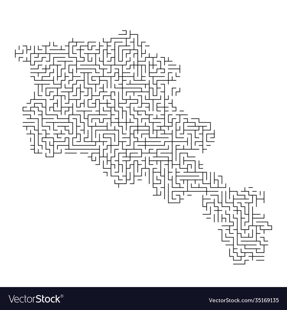 Armenia map from black pattern maze grid