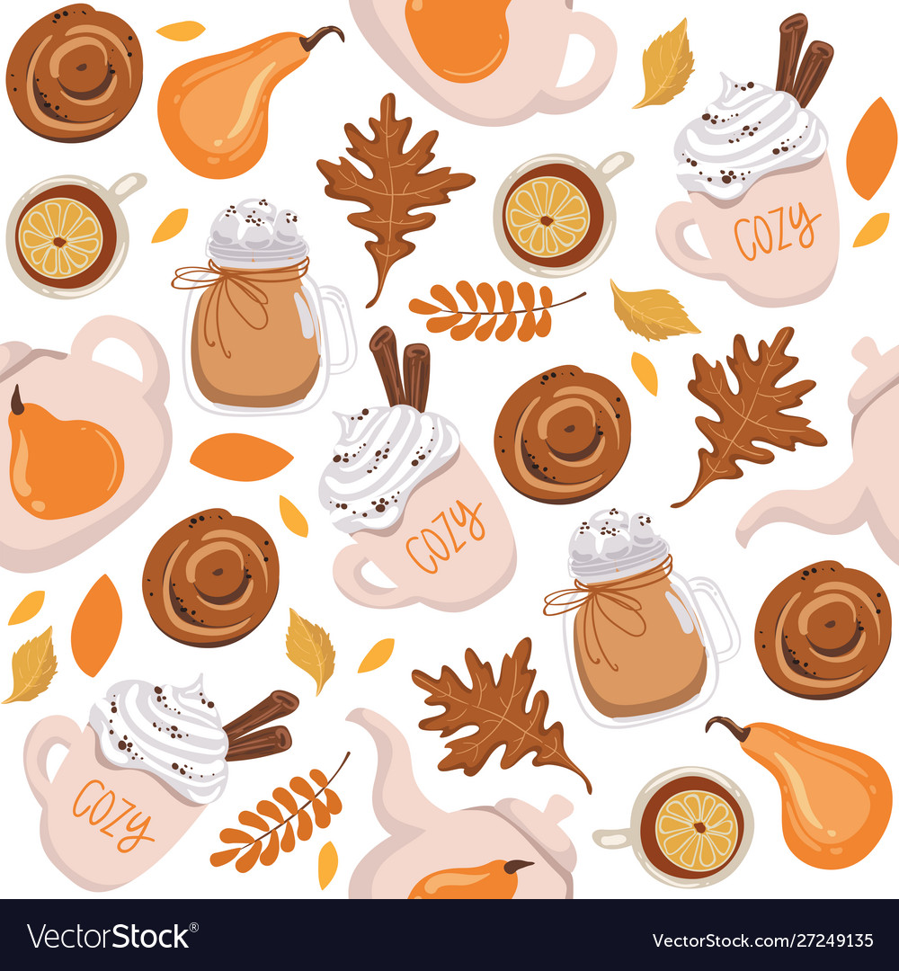 Autumn seamless pattern background with yellow vector image Autumn seamless pattern background with yellow
