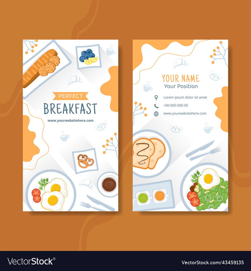 Breakfasts card vertical template flat cartoon Vector Image