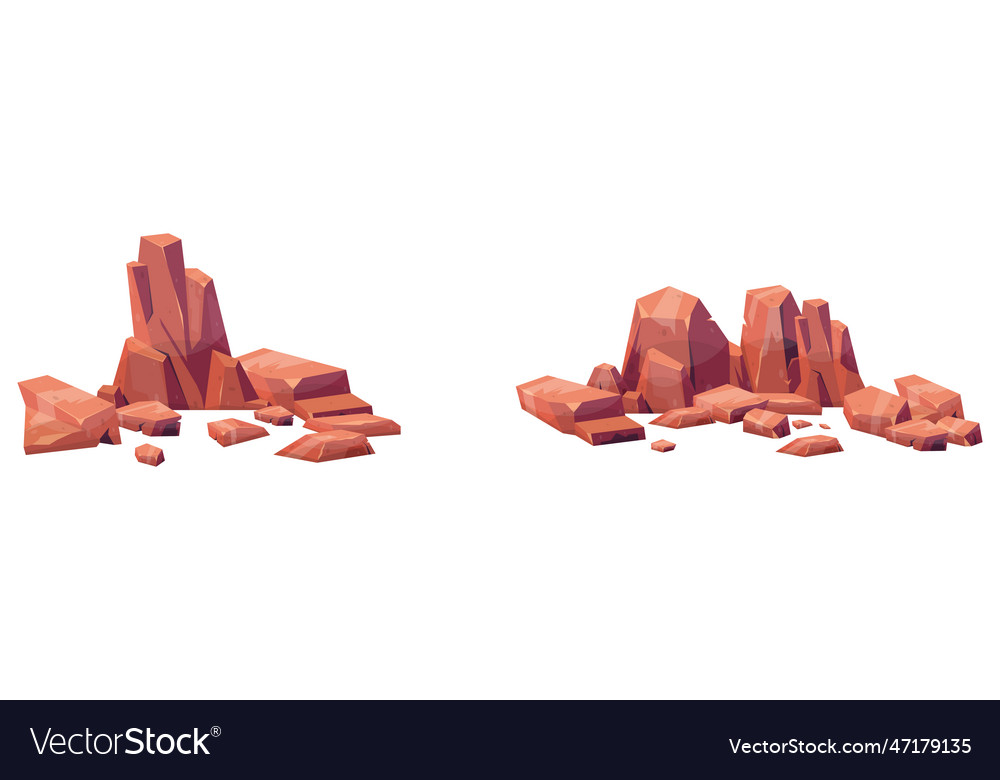 Cartoon Steine Sammlung isoliert auf weiß vector image Cartoon Steine Sammlung isoliert auf weiß