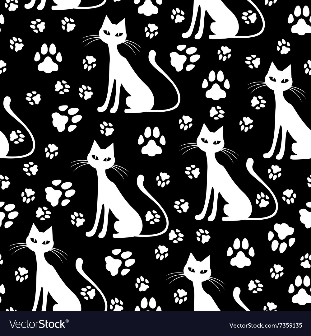 Cat Pattern White Royalty Free Vector Image - Vectorstock