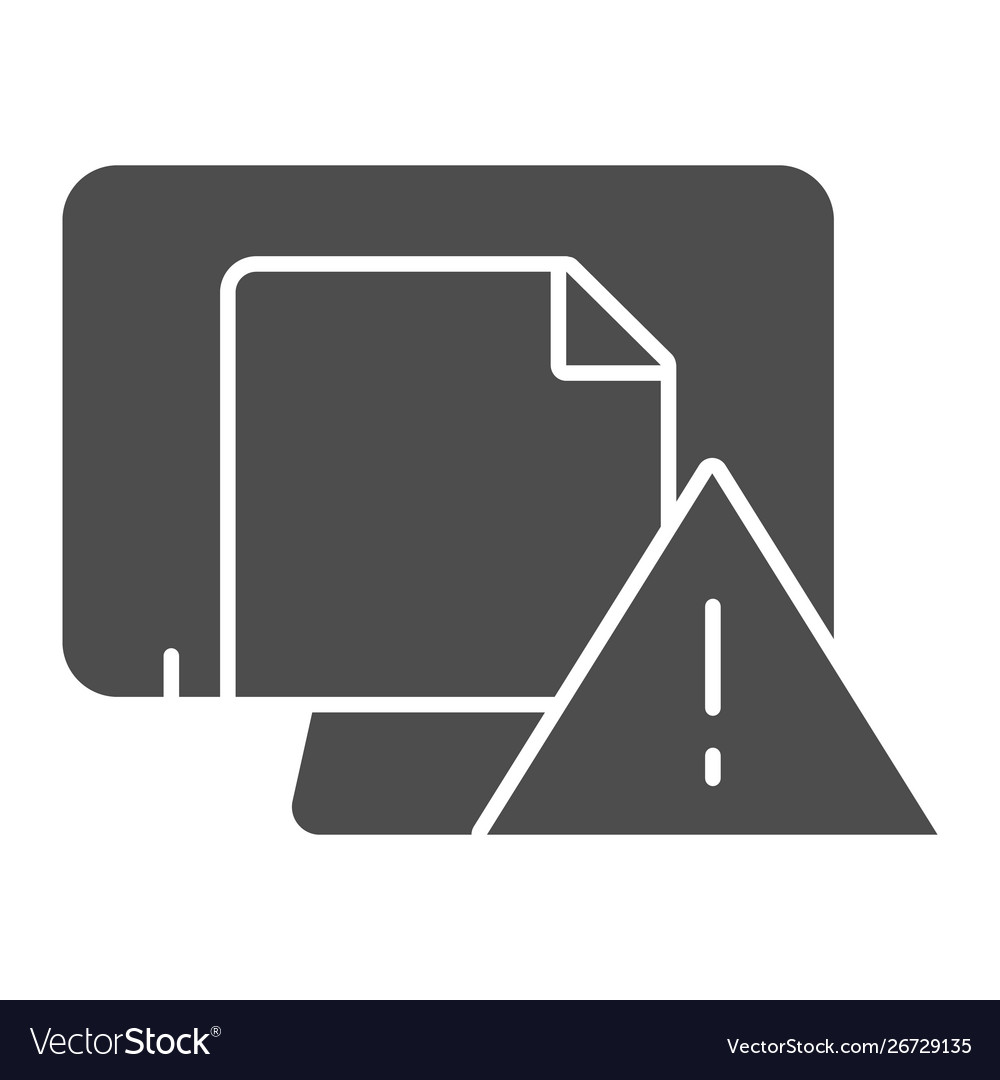 Dangerous document on computer solid icon vector image Dangerous document on computer solid icon
