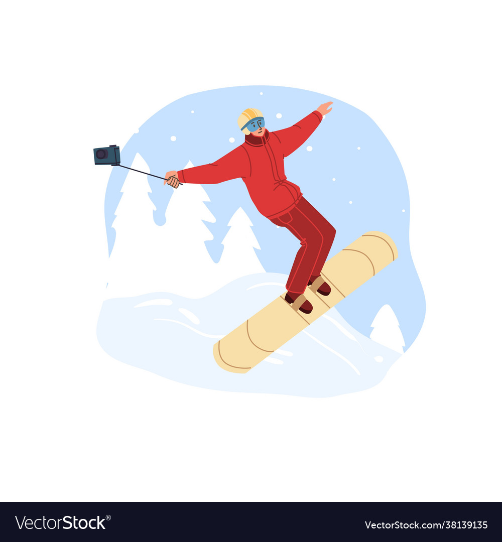 Flat cartoon character in winter season Royalty Free Vector