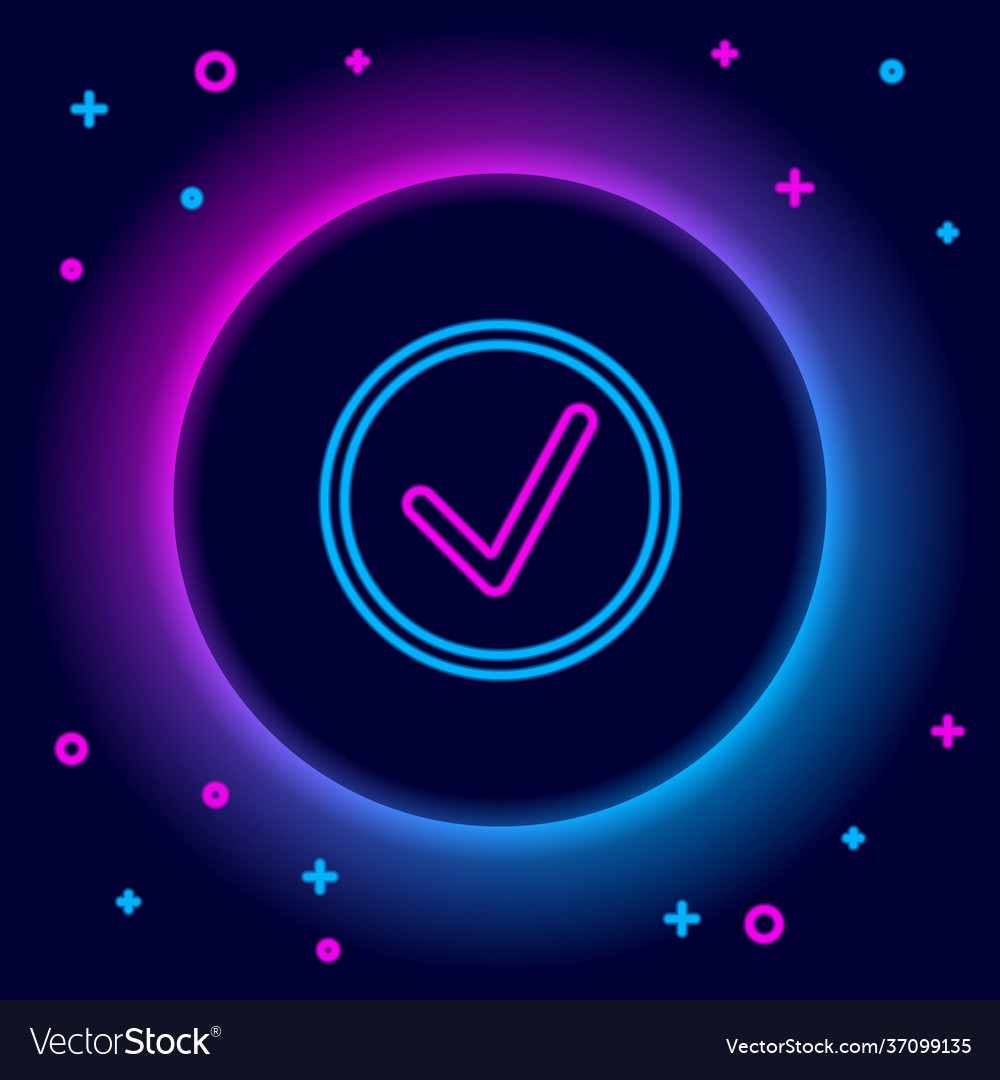 Glowing Neon Checkmark Icon
