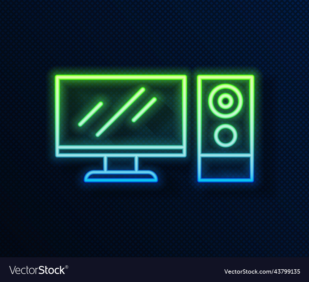 Glowing neon line computer monitor icon isolated Vector Image Glowing neon line computer monitor icon isolated