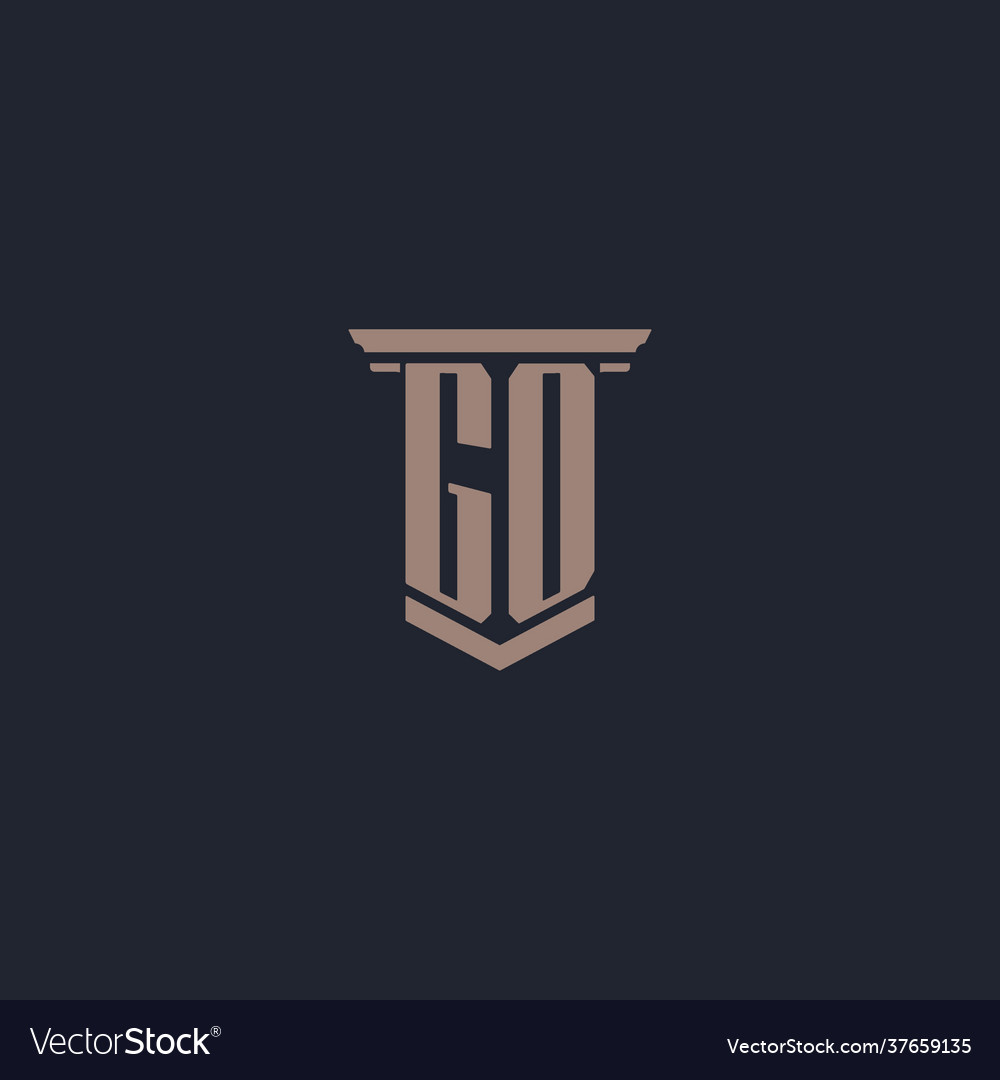 Go initial monogram logo with pillar style design