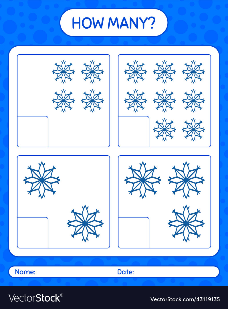 How many counting game with snowman worksheet Vector Image How many counting game with snowman worksheet