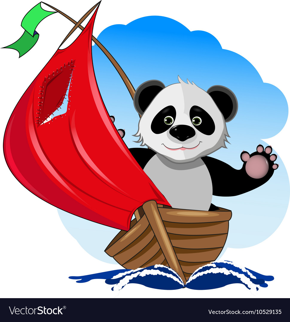 Panda in boat Royalty Free Vector Image VectorStock