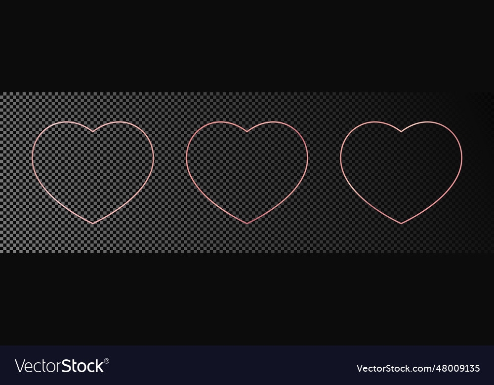 Rose Gold Glowing Heart Shape Frame Royalty Free Vector