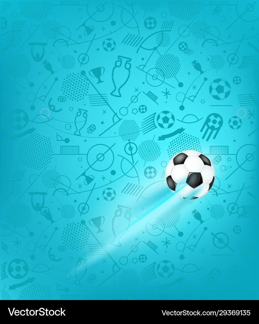 Soccer ball on blue background Royalty Free Vector Image