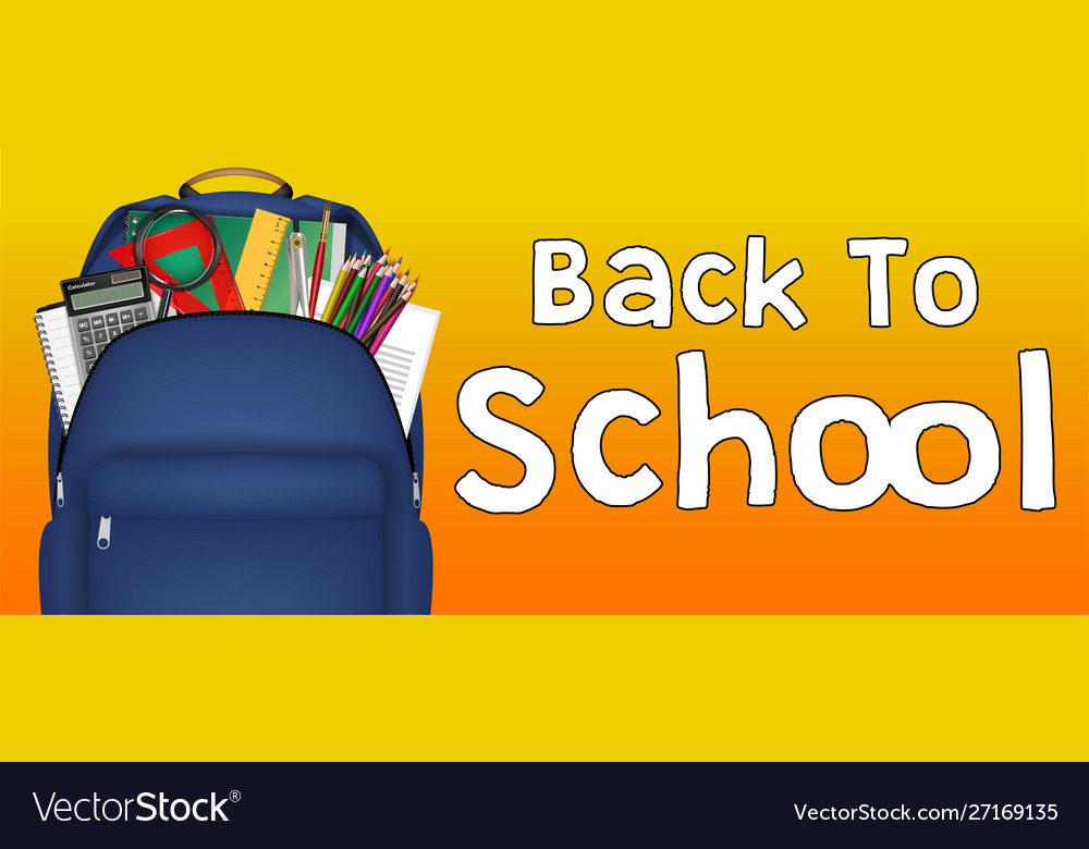 Student bag with study object inside vector image Student bag with study object inside
