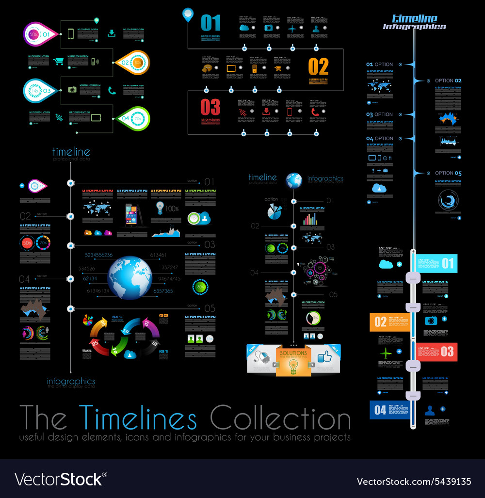 Timeline infographic design templates set 1