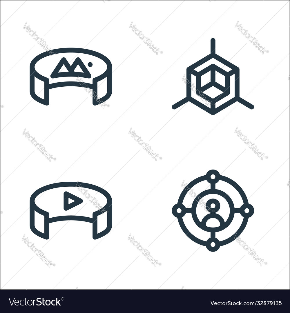 Virtual reality line icons linear set quality vector image Virtual reality line icons linear set quality