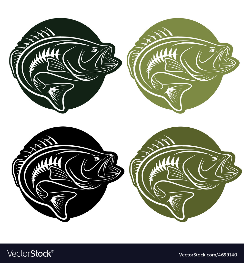 Bass Fishing Labels Set