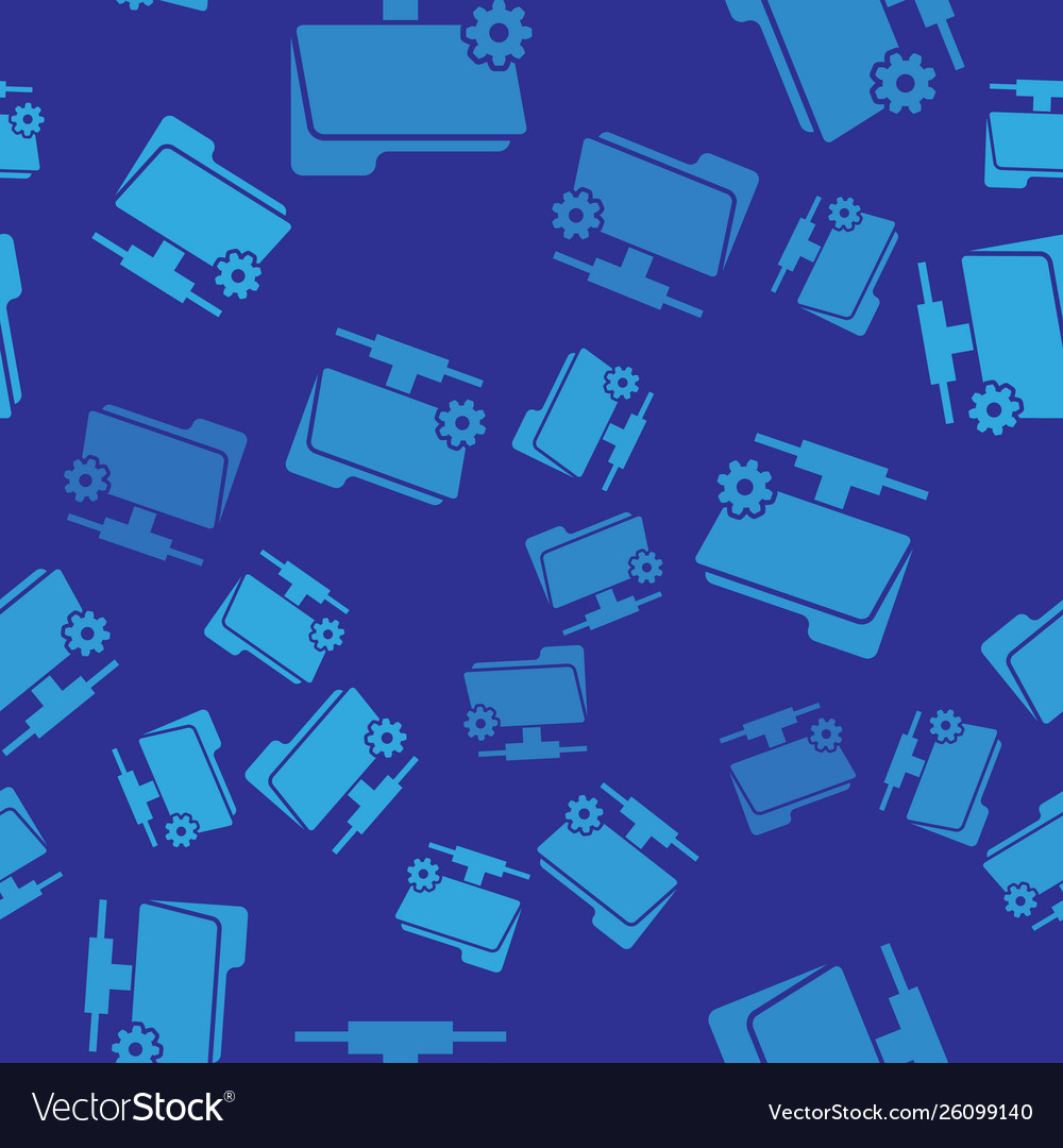 Blue ftp settings folder icon seamless pattern