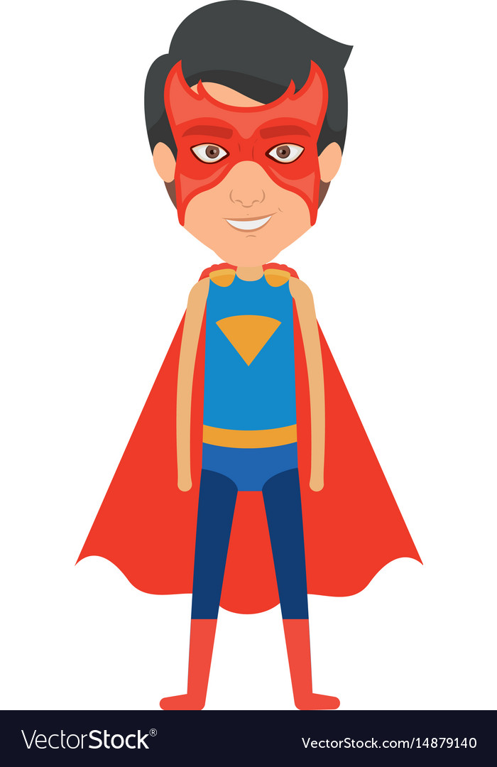 Colorful silhouette with standing young superhero Vector Image