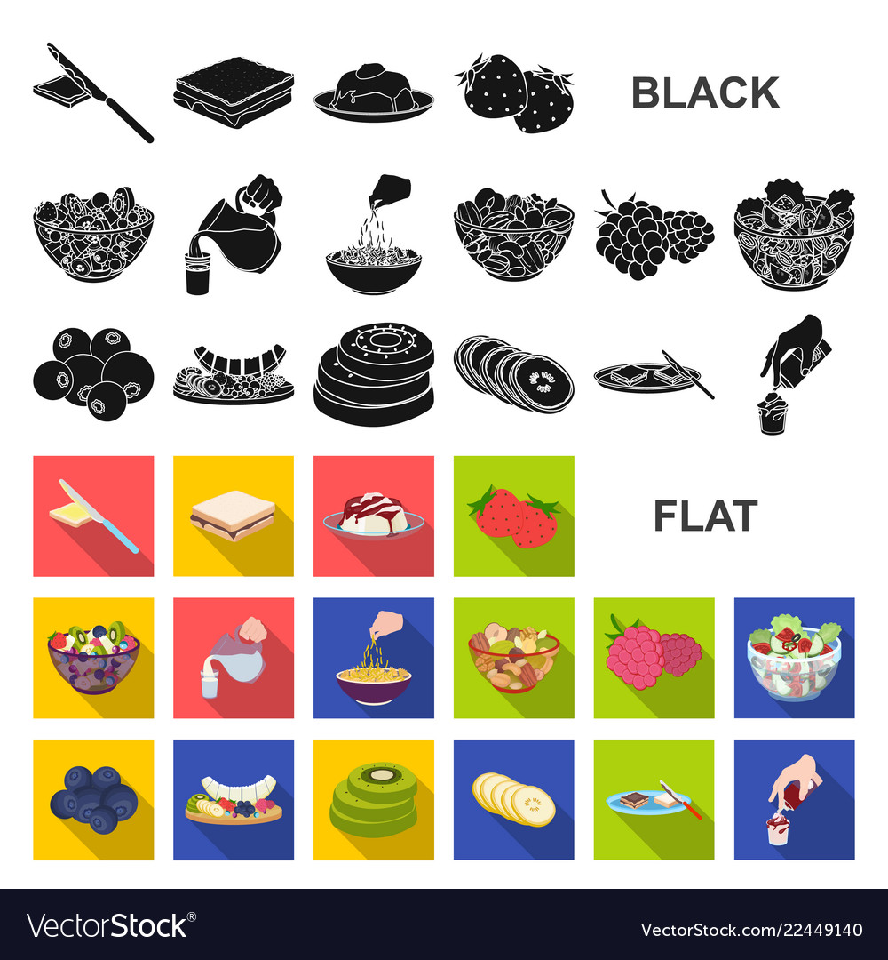Dessert fragrant flat icons in set collection